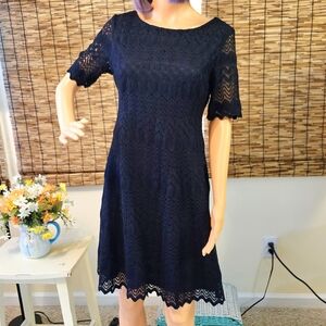 Eliza J Art Deco Patterned Petite Short Sleeve Dress